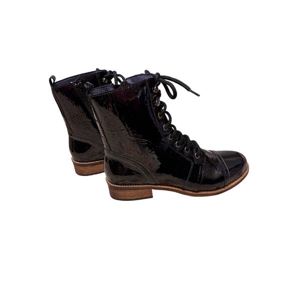 Unity In Diversity NWOT Liberty Shine Patent Leather Womens Combat Boots 8 Black - Picture 5 of 9